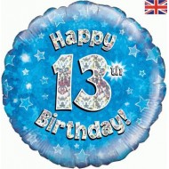 Blue Stars 13th Birthday Balloon